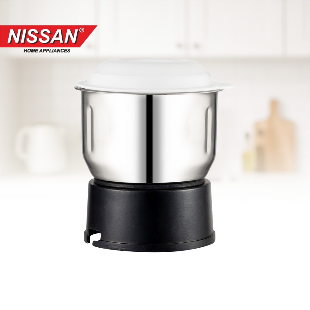 NISSAN HOME APPLIANCES 400ML Stainless Steel Juicer Mixer Grinder Jar | Heavy Duty Replacement Mixie Jar for Grinding, Blending & Chutney Making | Compatible with Most Mixer Grinders | Food-Grade Steel Body